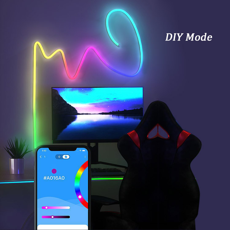 WiFi Bluetooth Music Dream Color RGBIC LED Neon Strip Light Kit 1~5m WiFi Bluetooth Music Dream Color RGBIC LED Neon Strip Light Kit 1~5m